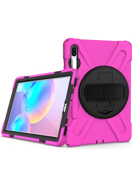 X Shape Pc Tpu El Kayışlı Kombinasyon Samsung Galaxy Tab S6 SM T860 (WI FI) T865 (Lte) Rose Tablet Kılıfı (Yurt Dışından)