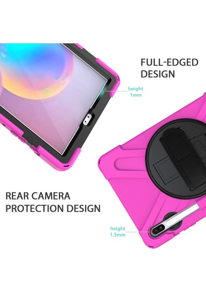 X Shape Pc Tpu El Kayışlı Kombinasyon Samsung Galaxy Tab S6 SM T860 (WI FI) T865 (Lte) Rose Tablet Kılıfı (Yurt Dışından)