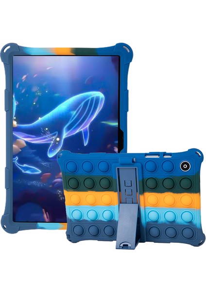 Samsung Galaxy Tab A8 10.5 (2021 2022) Oyuncaklar Push It Bubble Yumuşak Silikon Koruyucu Katlanabilir Kick Standlı Tablet Kılıfı (Yurt Dışından)