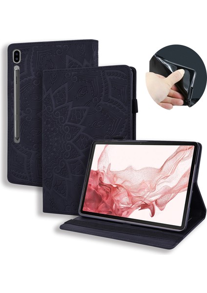 Samsung Galaxy Tab S9 Fe Kart Yuvaları Deri Çiçek Desenli Tablet Kılıfı (Yurt Dışından)