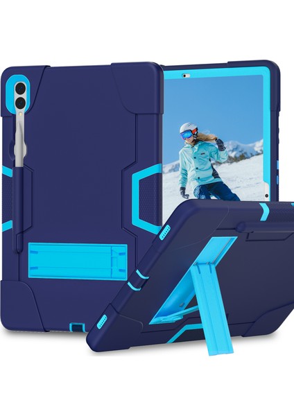 Samsung Galaxy Tab S9 Kick Stand Çift Silikon Pc Lacivert Tablet Kılıfı (Yurt Dışından)