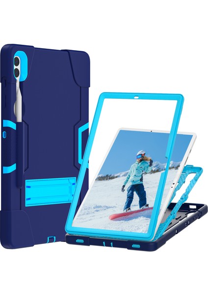 Samsung Galaxy Tab S9 Kick Stand Çift Silikon Pc Lacivert Tablet Kılıfı (Yurt Dışından)