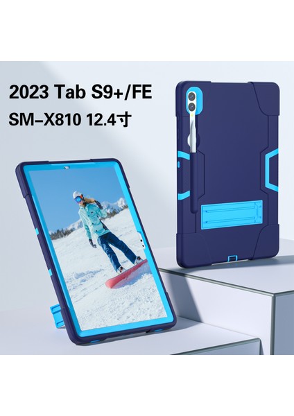 Samsung Galaxy Tab S9 Kick Stand Çift Silikon Pc Lacivert Tablet Kılıfı (Yurt Dışından)