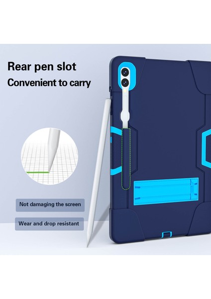 Samsung Galaxy Tab S9 Kick Stand Çift Silikon Pc Lacivert Tablet Kılıfı (Yurt Dışından)