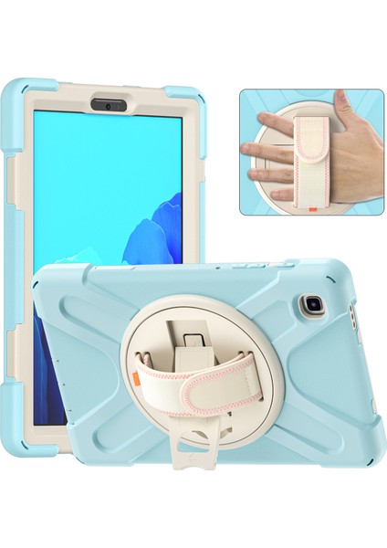 360 Derece Dönebilen Tekme Standı Pc Silikon Ultra Hibrit Tam Vücut Koruyucu Samsung Galaxy Tab A7 Lite Gök beyaz Tablet Kılıfı (Yurt Dışından)