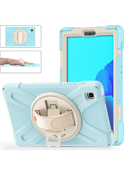 360 Derece Dönebilen Tekme Standı Pc Silikon Ultra Hibrit Tam Vücut Koruyucu Samsung Galaxy Tab A7 Lite Gök beyaz Tablet Kılıfı (Yurt Dışından)