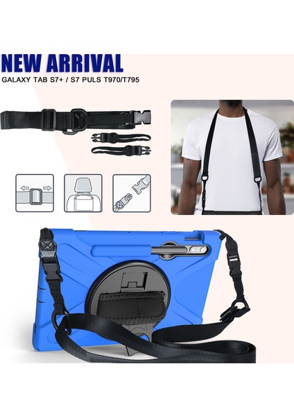Samsung Galaxy Tab S7 T870 T875 S8 X700 S9 X710 S9 Fe X510 360°DÖNEBILEN Pc Silikon Omuz Askılı Tablet Kılıfı (Yurt Dışından) modelleri