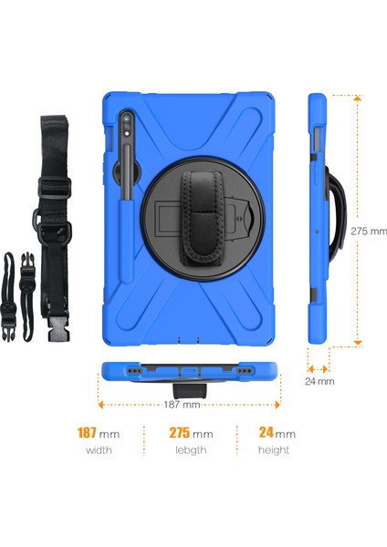 Samsung Galaxy Tab S7 T870 T875 S8 X700 S9 X710 S9 Fe X510 360°DÖNEBILEN Pc Silikon Omuz Askılı Tablet Kılıfı (Yurt Dışından) indirimleri