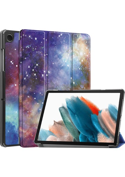 Samsung Galaxy Tab A9 Üç Katlı Standı Deri Desen Baskı Galaxy Tablet Kılıfı (Yurt Dışından)