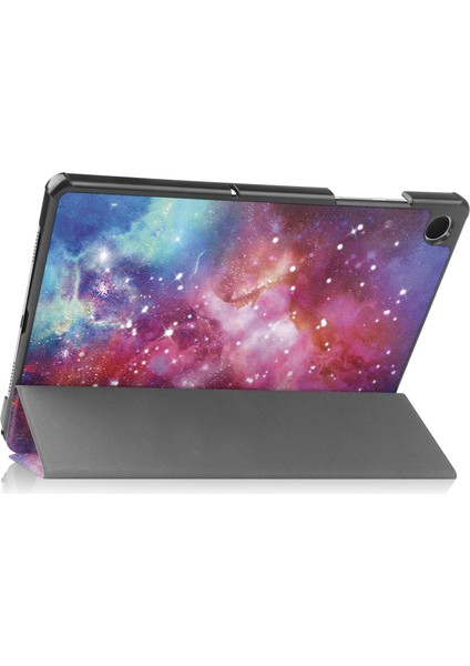 Samsung Galaxy Tab A9 Üç Katlı Standı Deri Desen Baskı Galaxy Tablet Kılıfı (Yurt Dışından)