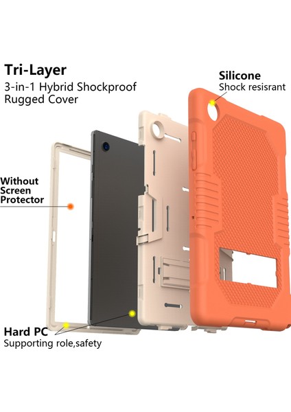 Samsung Galaxy Tab A8 10.5 (2021 2022) Kontrast Pc Silikon Kick Stand Koruyucu Mercan Tablet Kılıfı (Yurt Dışından)