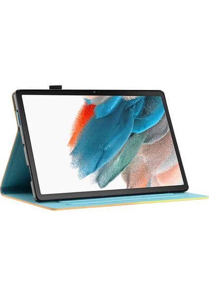 Samsung Galaxy Tab A9 Koruyucu Pu Deri Akıllı Desen Mermer Tablet Kılıfı (Yurt Dışından)
