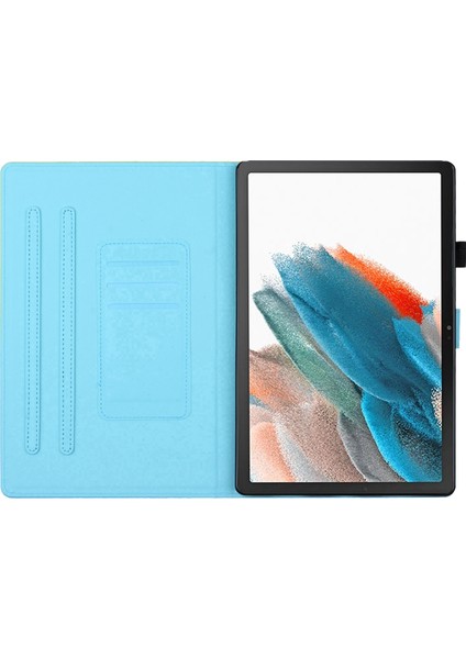 Samsung Galaxy Tab A9 Koruyucu Pu Deri Akıllı Desen Mermer Tablet Kılıfı (Yurt Dışından)