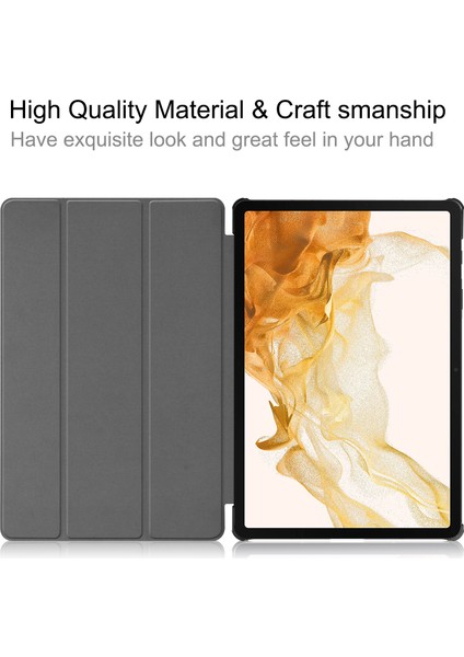 Seashell Digital Samsung Galaxy Tab S8 Pu Deri Üç Katlı Stand Kalem Tutucu Otomatik Uyku uyandırma Kalem Şarjı Destekli Tablet Kılıfı (Yurt Dışından)