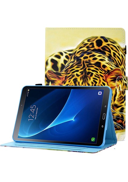 Samsung Galaxy Tab A 10.1 (T580 T585) Anti Drop Deri Dikişli Manyetik Kapatma Standı Kart Yuvaları Tablet Kılıfı (Yurt Dışından)