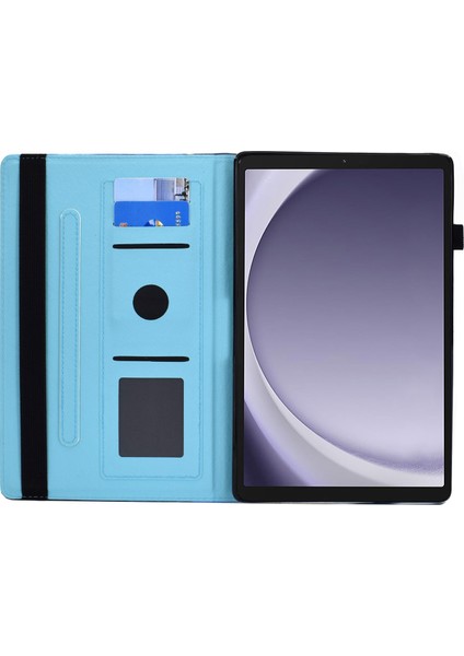 Samsung Galaxy Tab A9 Pu Deri Standı Elastik Bant Desen Baskı Dalgalı Desen Tablet Kılıfı (Yurt Dışından)