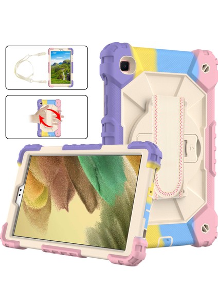 Samsung Galaxy Tab A7 Lite 8.7 Inç El Kayışı Pc Tpu Silikon Kontrast Koruyucu Tablet Kılıfı (Yurt Dışından)