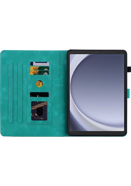 Samsung Galaxy Tab A9 Koruyucu Zambak Çiçeği Baskı Pu Deri Kart Yuvaları Tablet Kılıfı (Yurt Dışından)