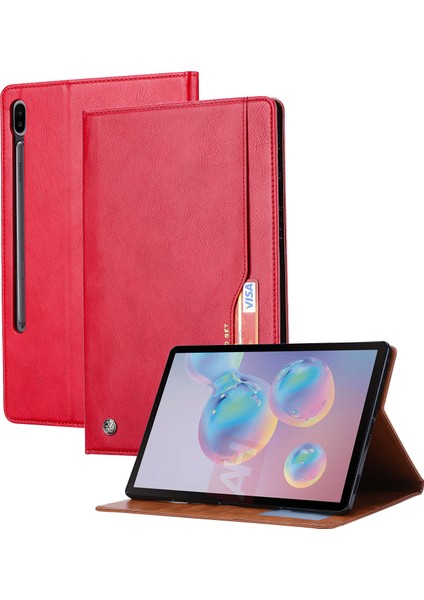Samsung Galaxy Tab S8 Wi Fi SM X800 Dış Kart Yuvası Pu Deri Standlı Cüzdan Fonksiyonlu Kalem Yuvalı Tablet Kılıfı (Yurt Dışından)