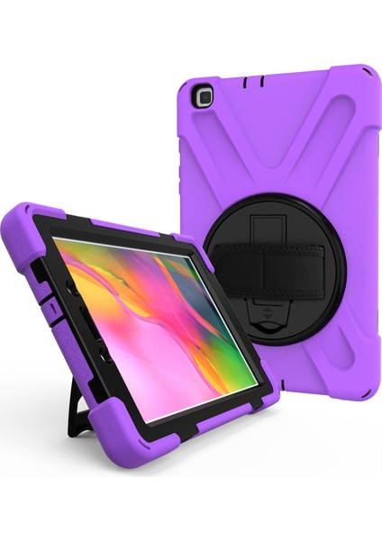 Samsung Galaxy Tab A 8.0 (2019) X Shape Pc Tpu Hibrit El Askılı 360 Derece Döner Destek Standı SM T290 SM T295 Tablet Kılıfı (Yurt Dışından)