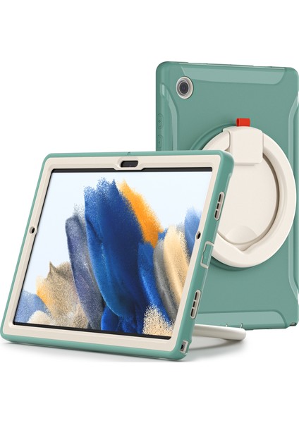 Samsung Galaxy Tab A8 10.5 (2021 2022) X200 X205 360 Derece Standı Kolu Pc Tpu Hibrit Zümrüt Tablet Kılıfı (Yurt Dışından)