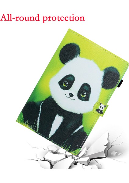 Desen Baskı Pu Deri Koruma Samsung Galaxy Tab A 8.0 Wi Fi (2019) SM T290 T295 PANDA Tablet Kılıfı (Yurt Dışından)