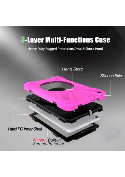 X Shape Pc Tpu Hibrit El Askılı 360 Derece Döner Destek Standısamsung Galaxy Tab A 8.0 (2019) SM T290 SM T295 ROSE Tablet Kılıfı (Yurt Dışından)
