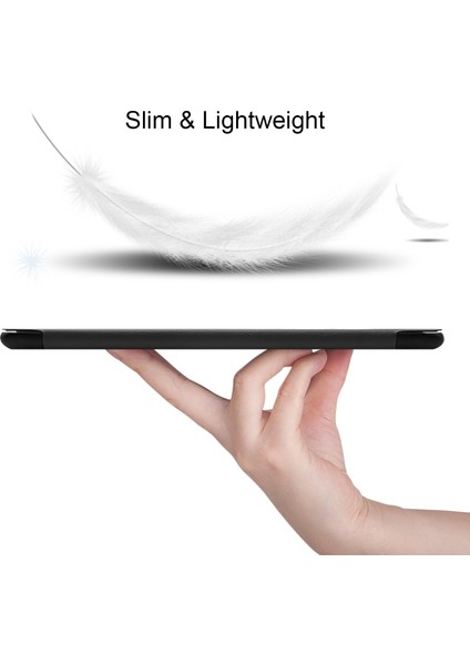 Üç Katlı Stand Pu Deri Sert Pc Arka Tam Vücut Galaxy Tab A 10.1 (2019) T510 T515 SIYAH Tablet Kılıfı (Yurt Dışından)