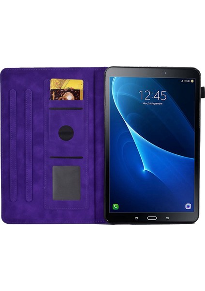 Samsung Galaxy Tab A 10.1 (2016) T580 Akıllı Baskı Desenli Deri Toz Geçirmez Kart Yuvalı Stand Tablet Kılıfı (Yurt Dışından)