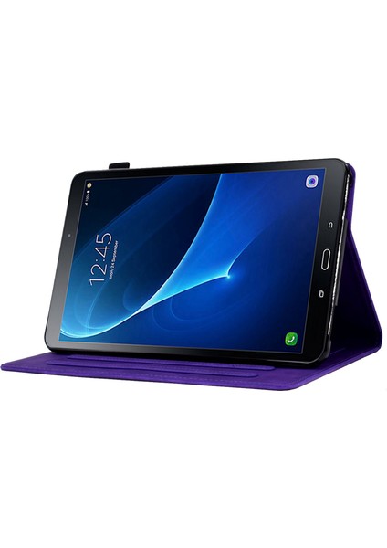 Samsung Galaxy Tab A 10.1 (2016) T580 Akıllı Baskı Desenli Deri Toz Geçirmez Kart Yuvalı Stand Tablet Kılıfı (Yurt Dışından)