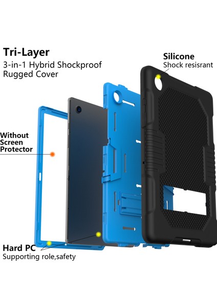 Samsung Galaxy Tab A8 10.5 (2021 2022) Kontrast Pc Silikon Kick Stand Koruyucu Tablet Kılıfı (Yurt Dışından)