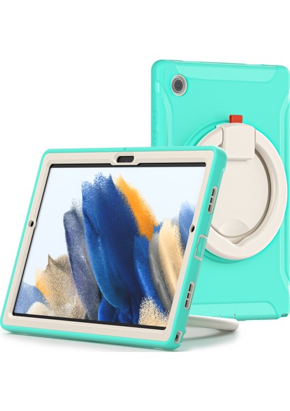 Seashell Digital Samsung Galaxy Tab A8 10.5 (2021) A8 10.5 (2022) X200 X205 360 Derece Standı Kolu Pc Tpu Hibrit Nane Tablet Kılıfı (Yurt Dışından)