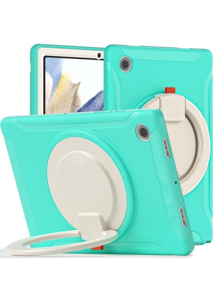 Seashell Digital Samsung Galaxy Tab A8 10.5 (2021) A8 10.5 (2022) X200 X205 360 Derece Standı Kolu Pc Tpu Hibrit Nane Tablet Kılıfı (Yurt Dışından)