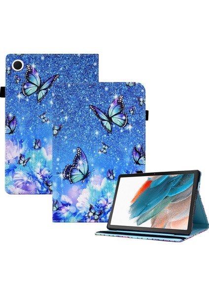 Samsung Galaxy Tab A8 10.5 (2021 2022) Çizilmez Standı Desen Baskı Elastik Bantlı Deri Çiçek Tablet Kılıfı (Yurt Dışından)