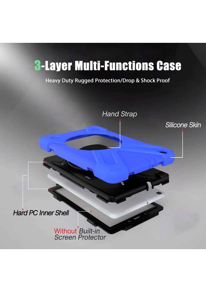 X Shape Pc Tpu Hibrit El Askılı 360 Derece Döner Destek Standısamsung Galaxy Tab A 8.0 (2019) SM T290 SM T295 Tablet Kılıfı (Yurt Dışından)