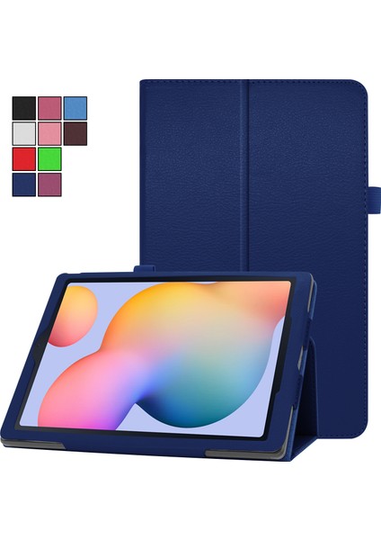 Samsung Galaxy Tab S6 Lite (2020 2022 2024) Litchi Texture Deri İnce Katlanır Stand Koruyucu Tablet Kılıfı (Yurt Dışından)