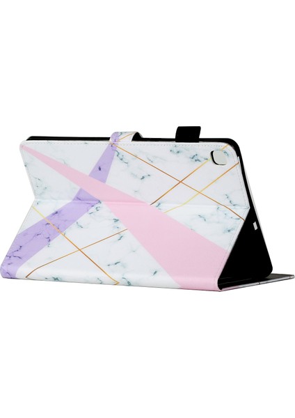 Desen Deri Kart Tutucu Standı Samsung Galaxy Tab S6 Lite (2020) P615 P610 (2022 2024) TAŞ Tahıl Tablet Kılıfı (Yurt Dışından)