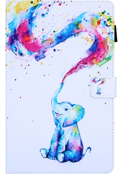 Desen Baskı Pu Deri Kartlık Standı Samsung Galaxy Tab A 10.1 (2019) SM T510 SM T515 ELEPHANT Pattern Tablet Kılıfı (Yurt Dışından)