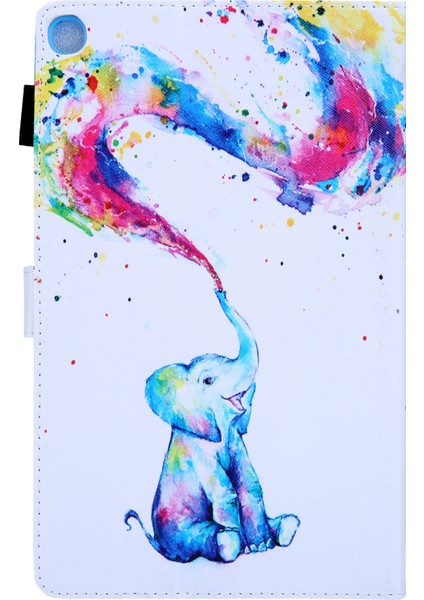 Desen Baskı Pu Deri Kartlık Standı Samsung Galaxy Tab A 10.1 (2019) SM T510 SM T515 ELEPHANT Pattern Tablet Kılıfı (Yurt Dışından)
