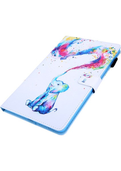 Desen Baskı Pu Deri Kartlık Standı Samsung Galaxy Tab A 10.1 (2019) SM T510 SM T515 ELEPHANT Pattern Tablet Kılıfı (Yurt Dışından)