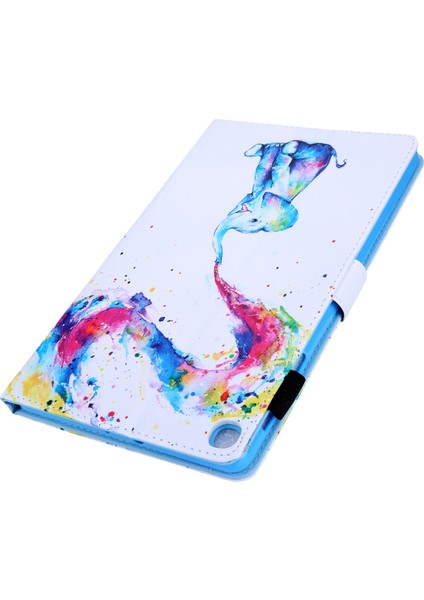 Desen Baskı Pu Deri Kartlık Standı Samsung Galaxy Tab A 10.1 (2019) SM T510 SM T515 ELEPHANT Pattern Tablet Kılıfı (Yurt Dışından)
