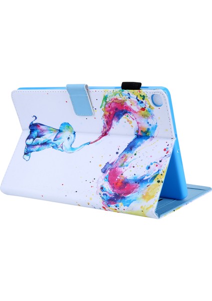 Desen Baskı Pu Deri Kartlık Standı Samsung Galaxy Tab A 10.1 (2019) SM T510 SM T515 ELEPHANT Pattern Tablet Kılıfı (Yurt Dışından)