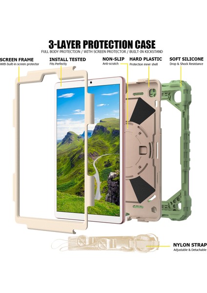 Samsung Galaxy Tab A7 Lite 8.7 Inç El Kayışı Pc Tpu Silikon Kontrast Koruyucu Matcha Tablet Kılıfı (Yurt Dışından) fırsatları