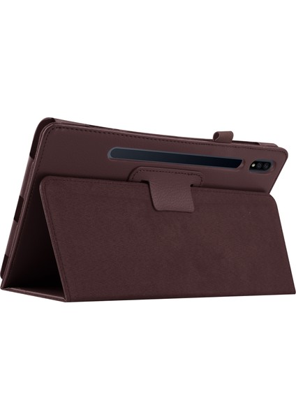 Litchi Deri Deri Standlı Samsung Galaxy Tab S7 T870 T875 S8 Tablet Kılıfı (Yurt Dışından) fırsatları
