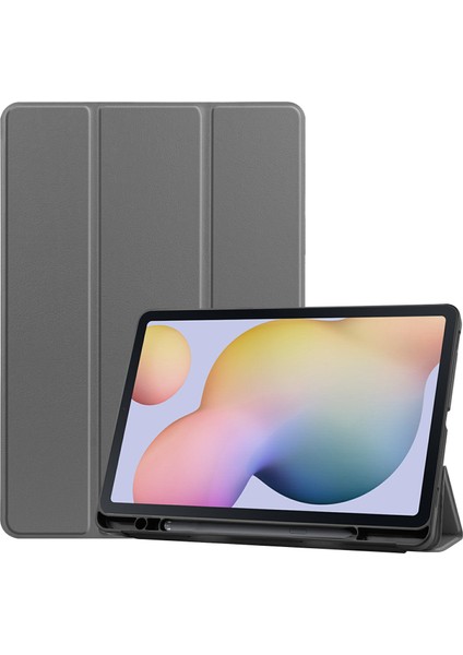 Sabit Üç Katlı Stand Deri Standı Samsung Galaxy Tab S7 T870 S8 Kalem Yuvası Tablet Kılıfı (Yurt Dışından)