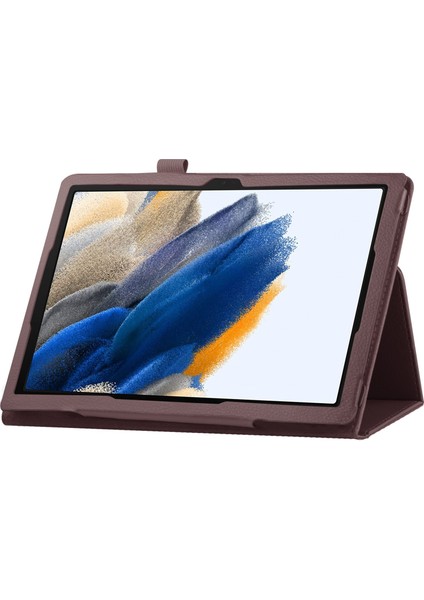 Samsung Galaxy Tab A8 10.5 (2021 2022) Litchi Doku Otomatik Uyandırma uyku Pu Deri Koruyucu Tablet Kılıfı (Yurt Dışından)