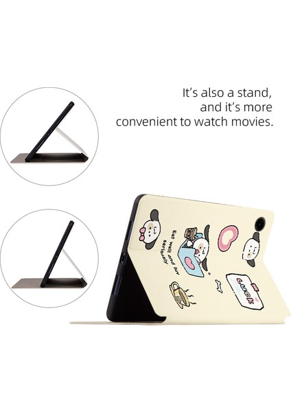 Samsung Galaxy Tab A9 Akıllı Pu Deri Karikatür Desen Standı Yüzme Kitty Tablet Kılıfı (Yurt Dışından)