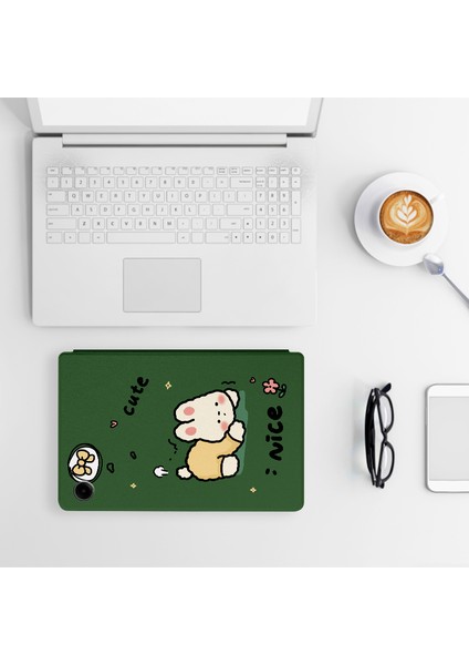Samsung Galaxy Tab A9 Akıllı Pu Deri Karikatür Desen Standı Yüzme Kitty Tablet Kılıfı (Yurt Dışından)