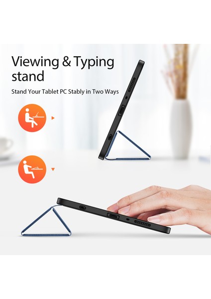 Samsung Galaxy Tab A9 Deri Iş Üç Katlı Stand Akıllı Tablet Kılıfı (Yurt Dışından)