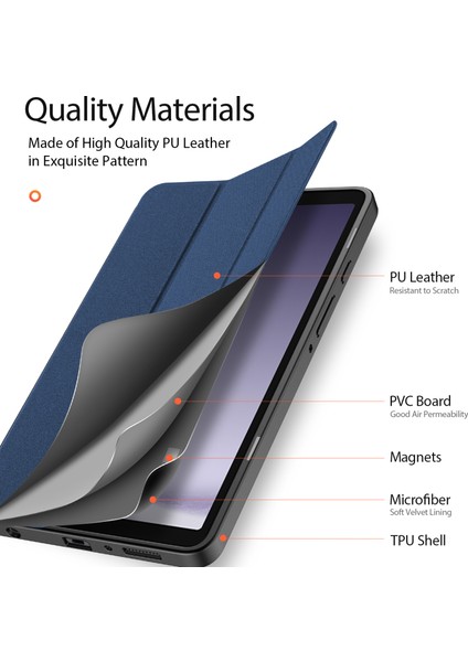 Samsung Galaxy Tab A9 Deri Iş Üç Katlı Stand Akıllı Tablet Kılıfı (Yurt Dışından)